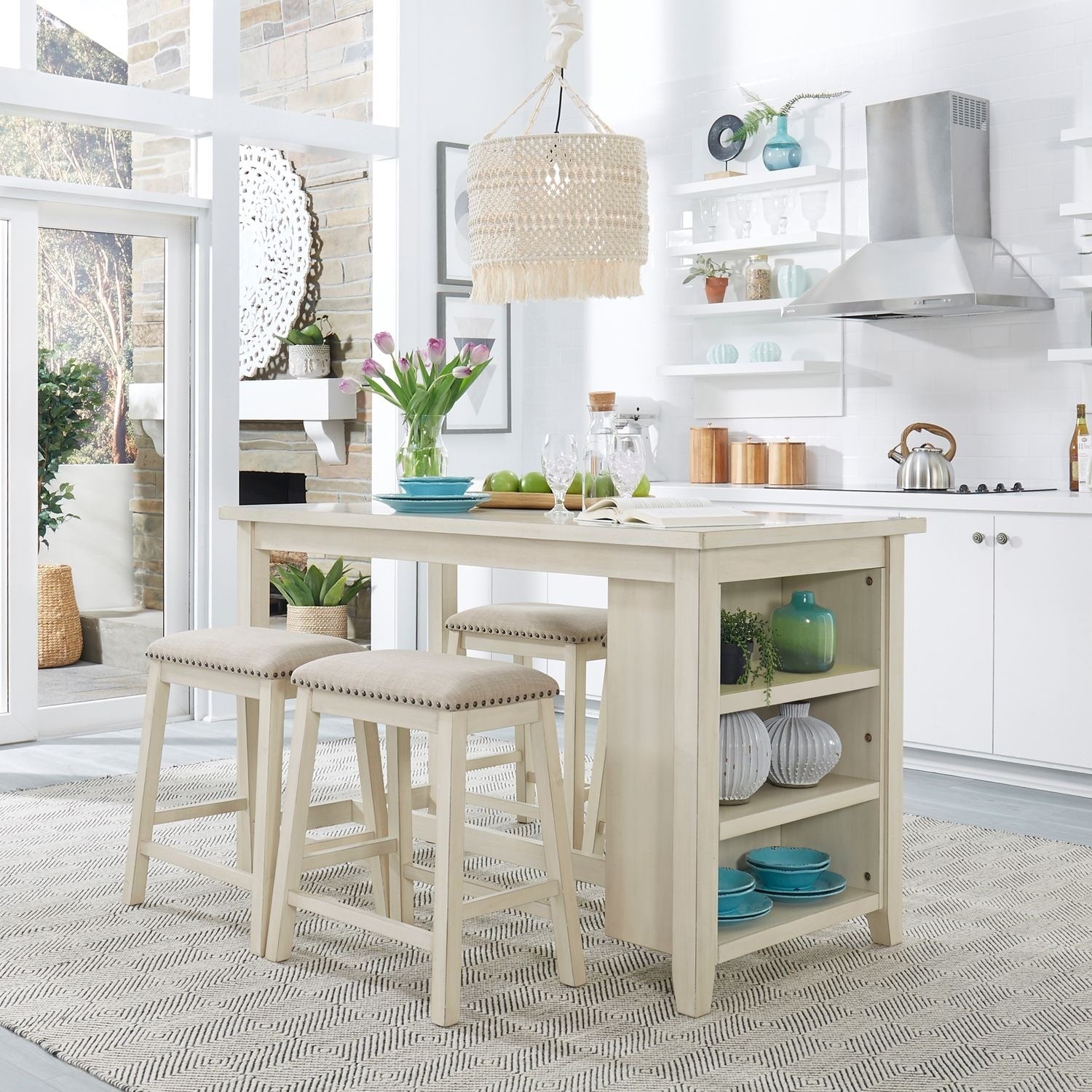 Brook Creek White 5 Piece Rectangular Counter Set