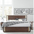 Brookdale Walnut Distressed Knotty Mid Century Modern Bed