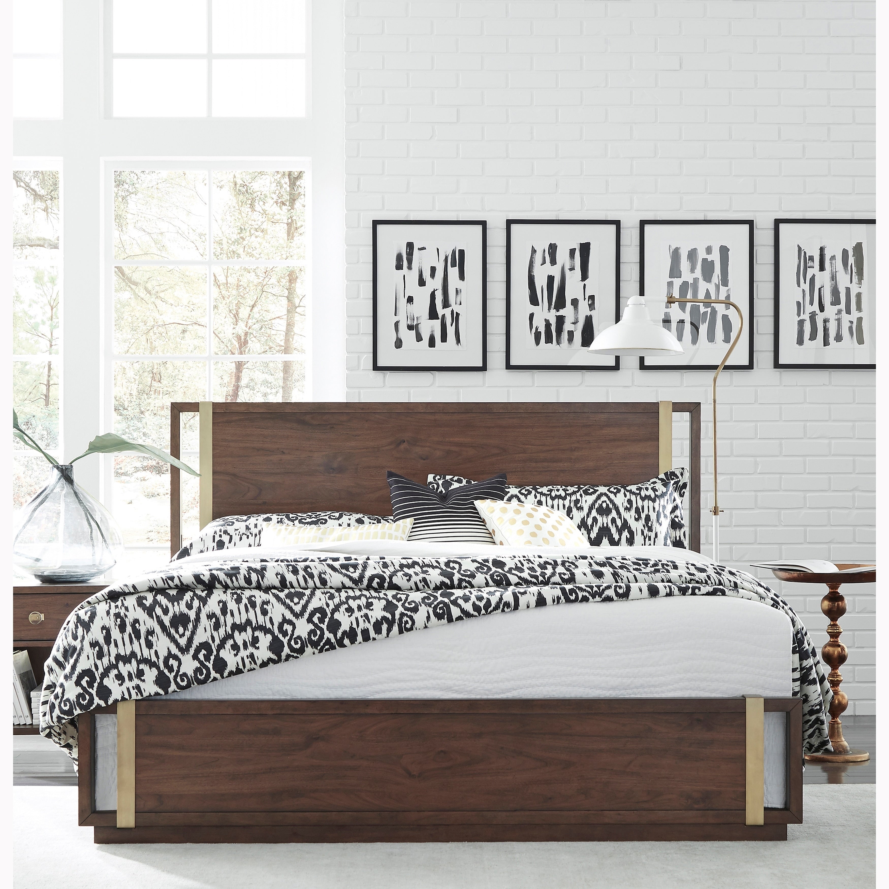Brookdale Walnut Distressed Knotty Mid Century Modern Bed