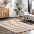 The Curated Nomad San Bruno Handmade Flatweave Natural Fiber Jute Thick Stripes Runner Rug 26 X 8 Runner