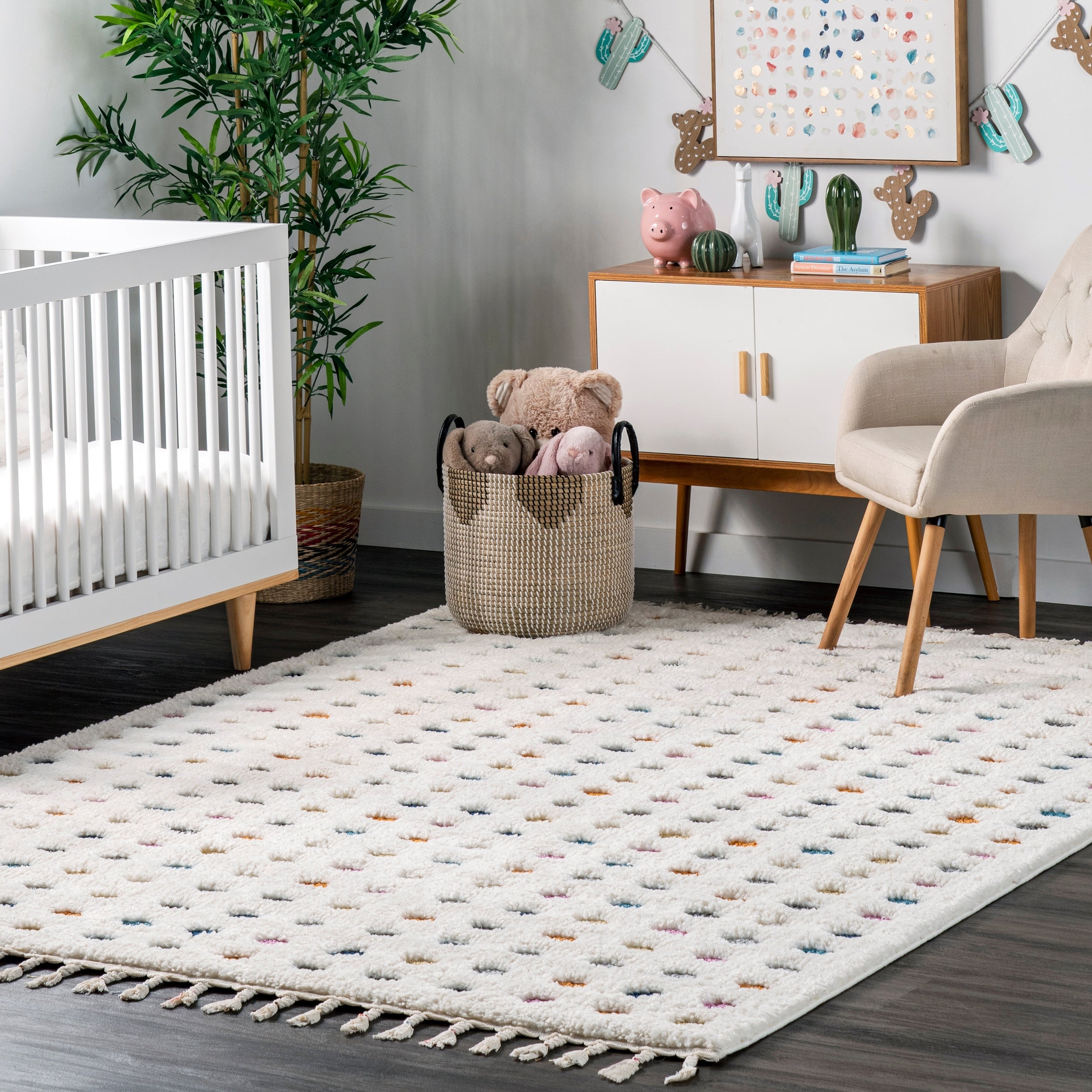 Nuloom Behati High Low Polka Dot Tassel Area Rug