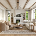 Nuloom Beige Transitional Charming Georgia Floral Geo Stripped Border Area Rug