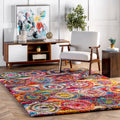 Nuloom Contemporary Abstract Circles Shag Multi Rug 67 X 12