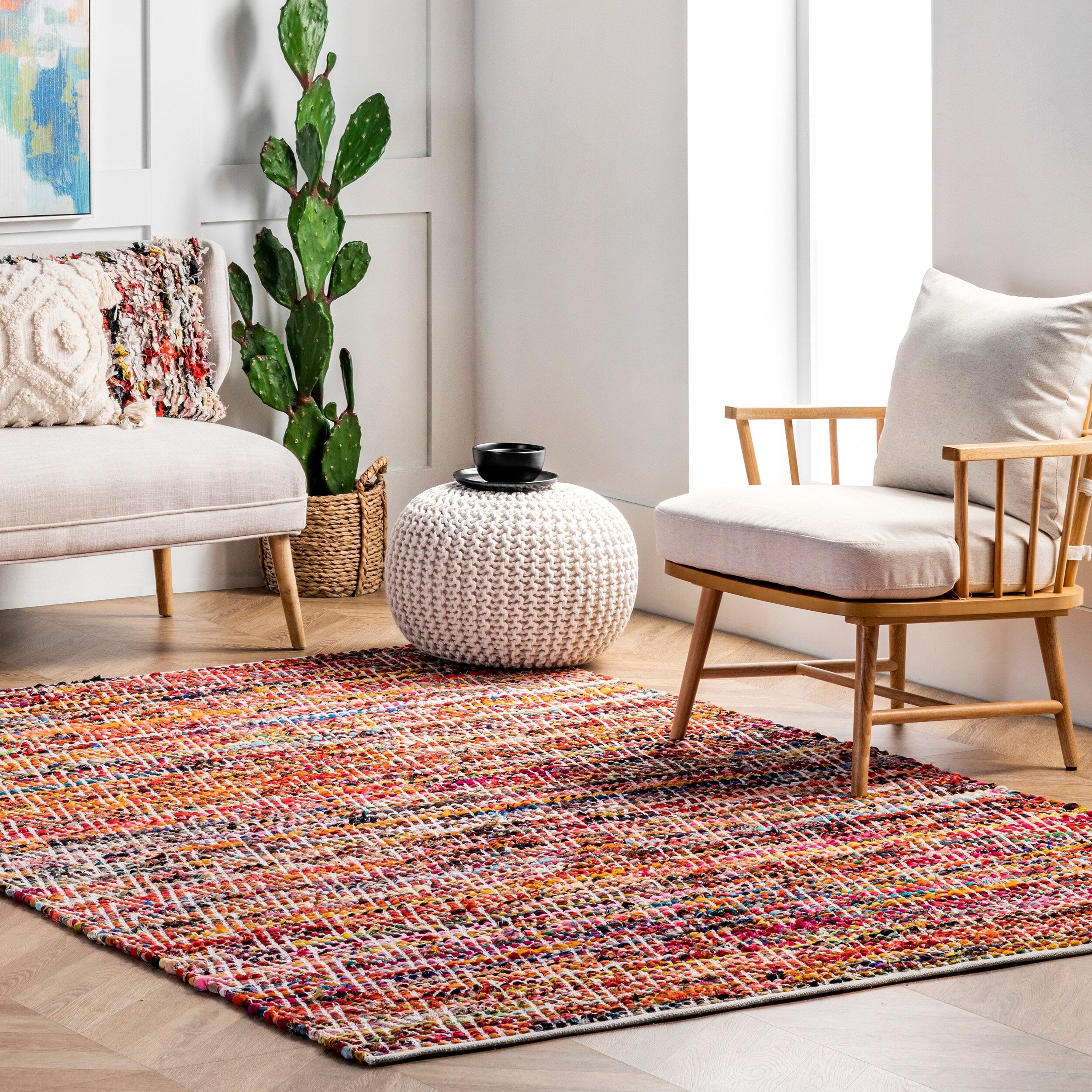 Porch Den Williamsburg Mcguinness Chevron Stripes Magenta Rug 5 X 8
