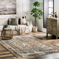 Nuloom Charvi Distressed Medallion Fringe Area Rug