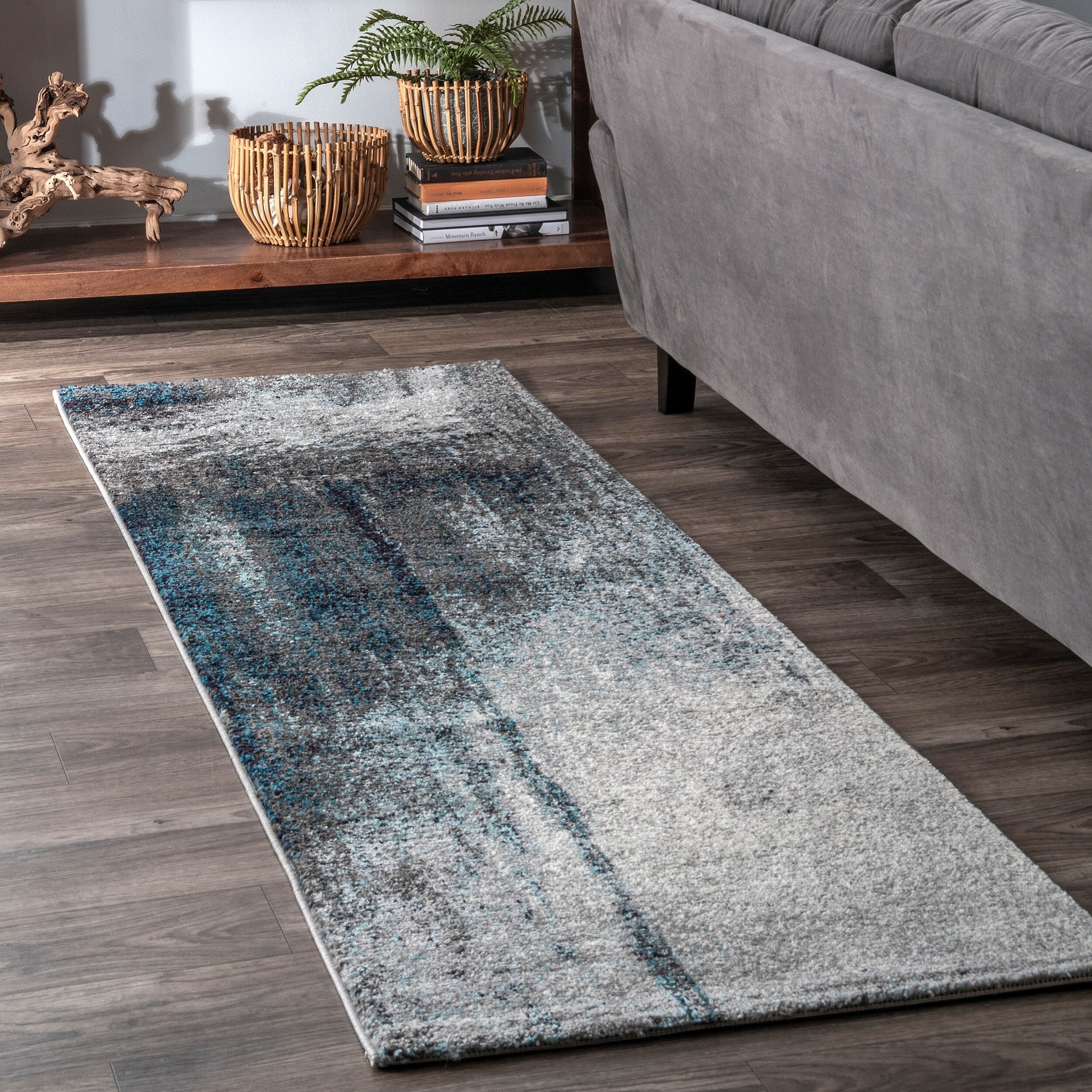 Strick Bolton Knight Grey Abstract Painting Area Rug 67 X 9