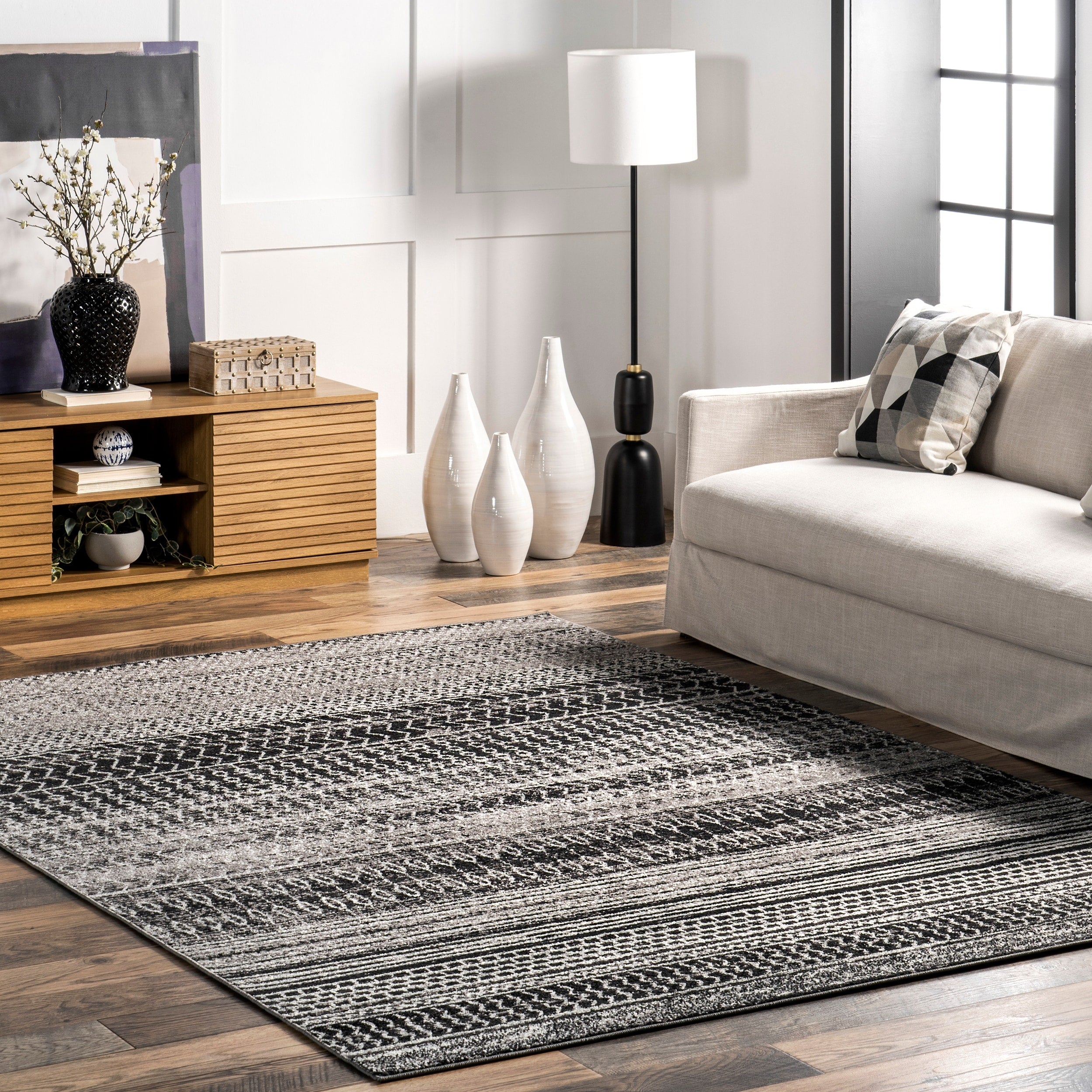Nuloom Contemporary Abstract Pattern Grey Runner Rug 28 X 8 28 X 8 Runner