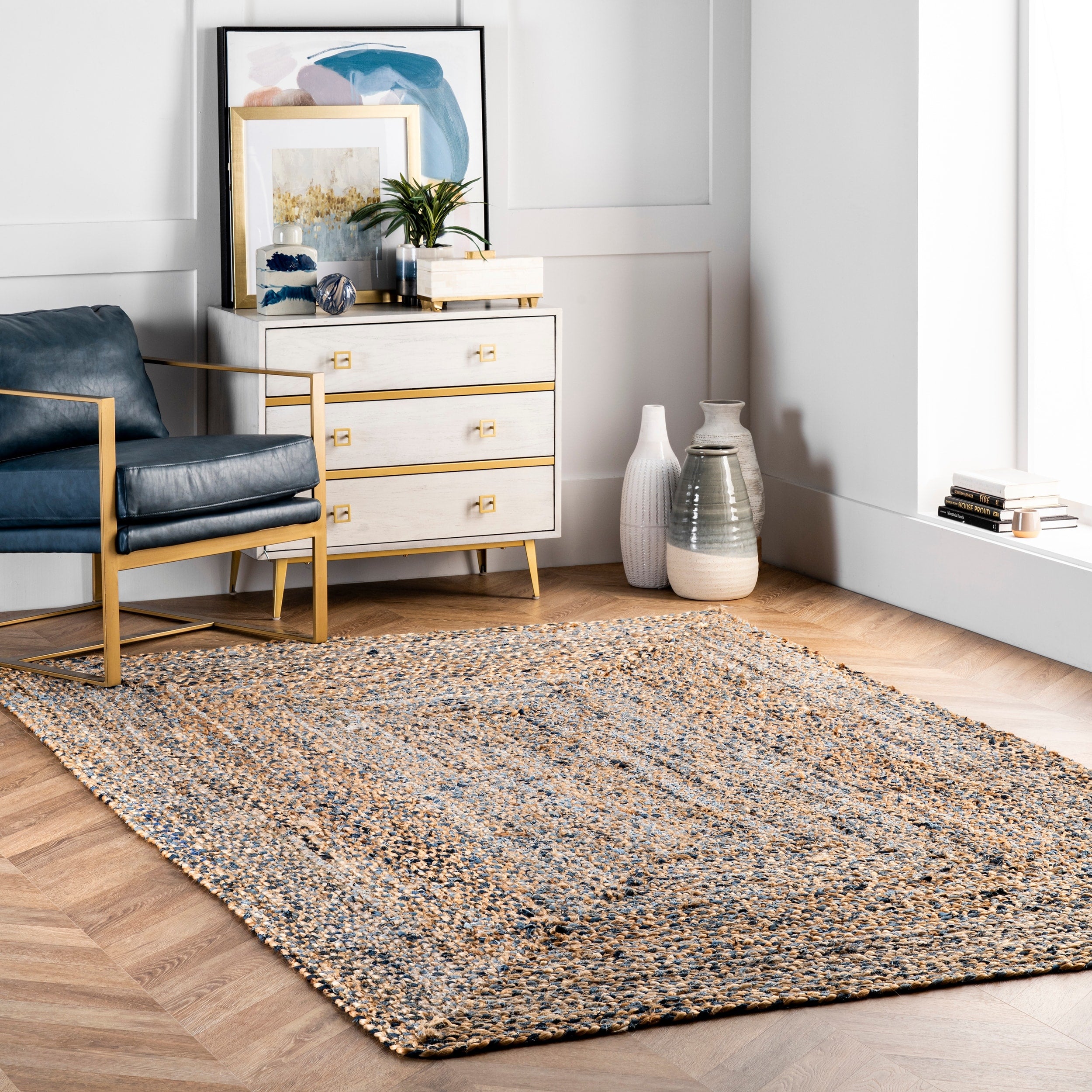 Nuloom Handmade Braided Natural Fiber Jute Rug 76 X 96 76 X 96