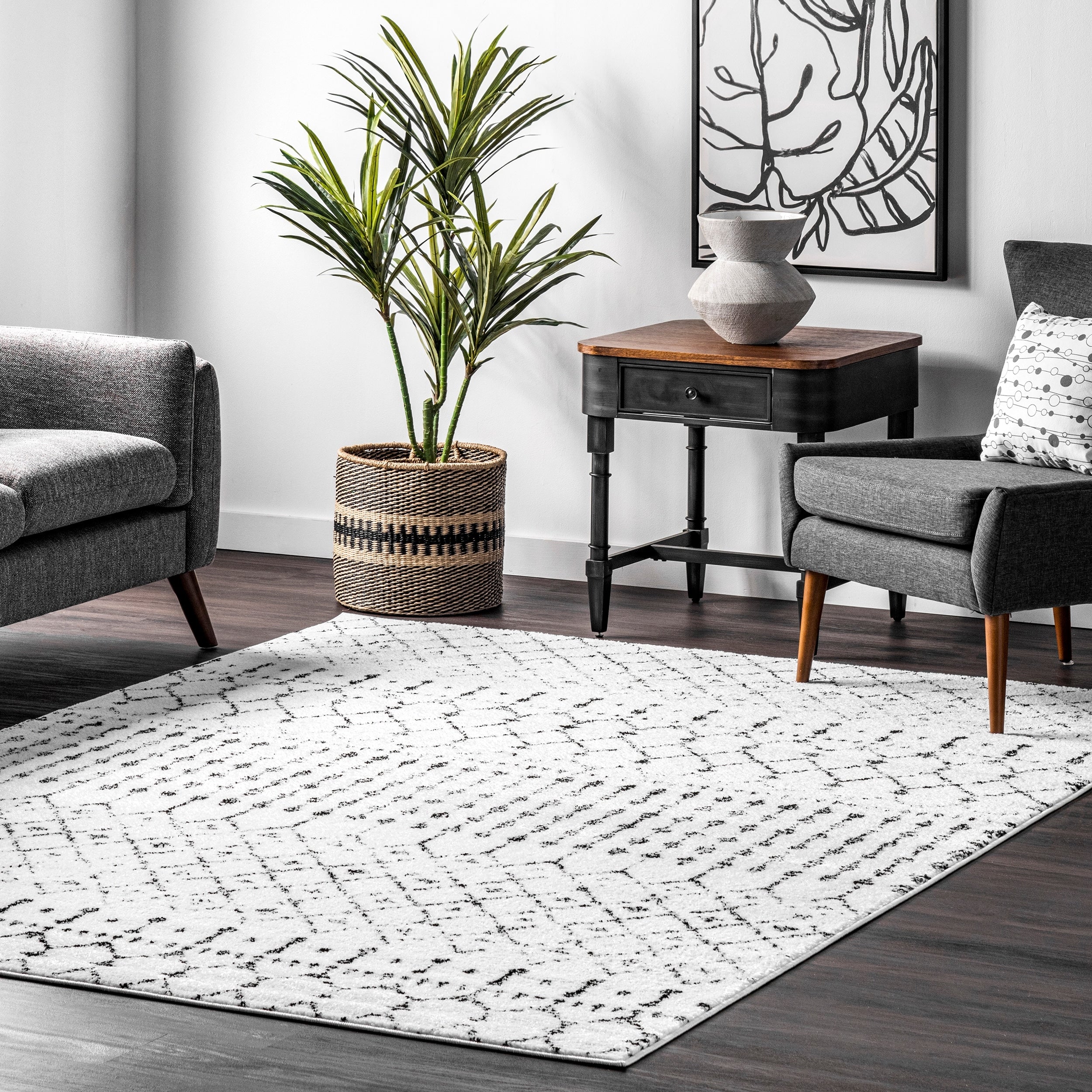 The Curated Nomad Ashbury Beaded Moroccan Grey Rug 8 X 10