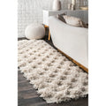 Carson Carrington Hjallerup Soft And Plush Shag Diamond Raised Trellis Ivory Rug 76 X 96