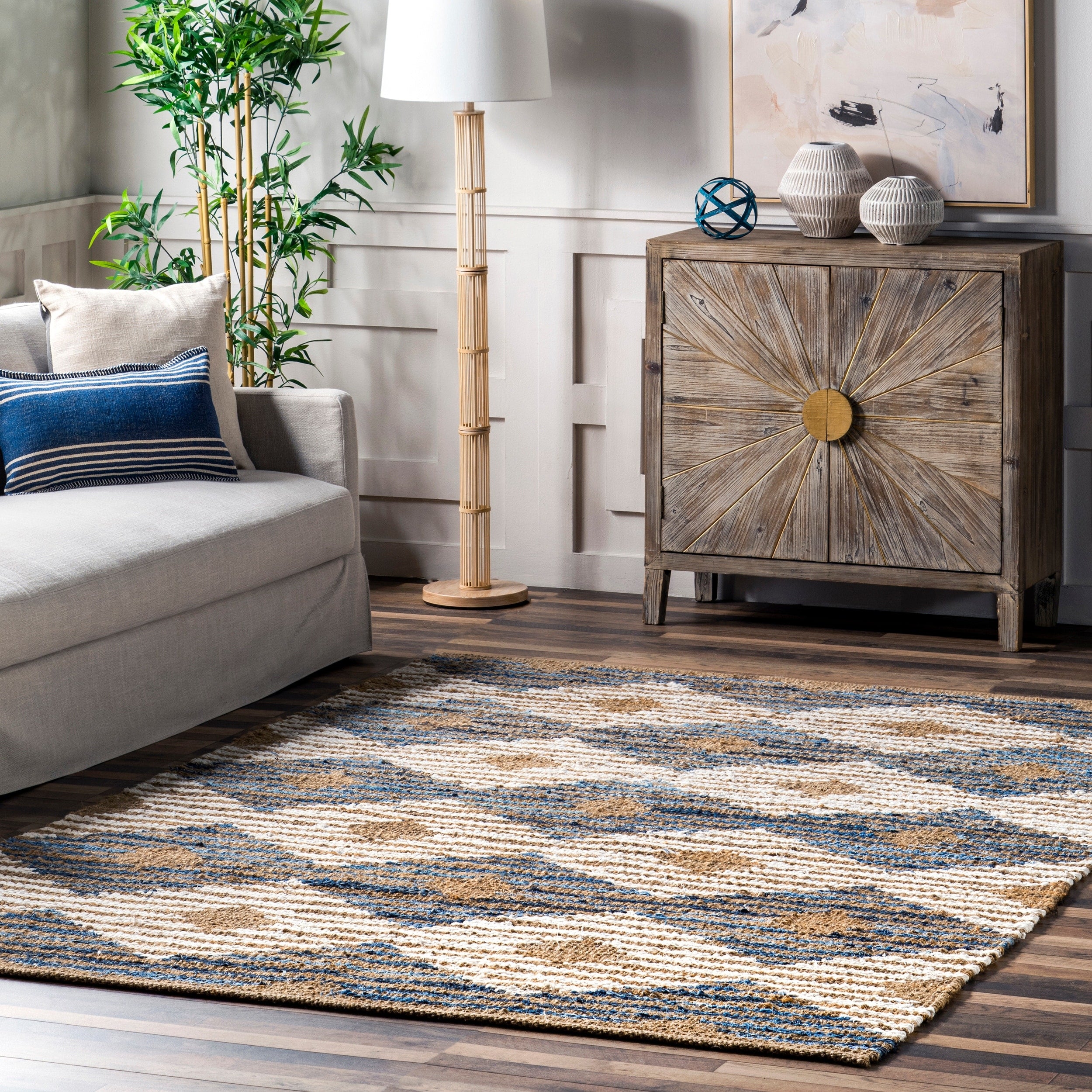 Nuloom Handmade Braided Natural Fiber Jute Diamonds Ivory Runner Rug 26 X 8 26 X 8 Runner
