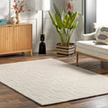 Nuloom Handmade Carved Hexagon Wool Ivory Rug 86 X 116