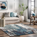 Oliver James Knight Blue Abstract Painting Area Rug 5 X 8