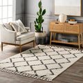 Nuloom Off White Moroccan Trellis Soft Plush Tassel Shag Area Rug