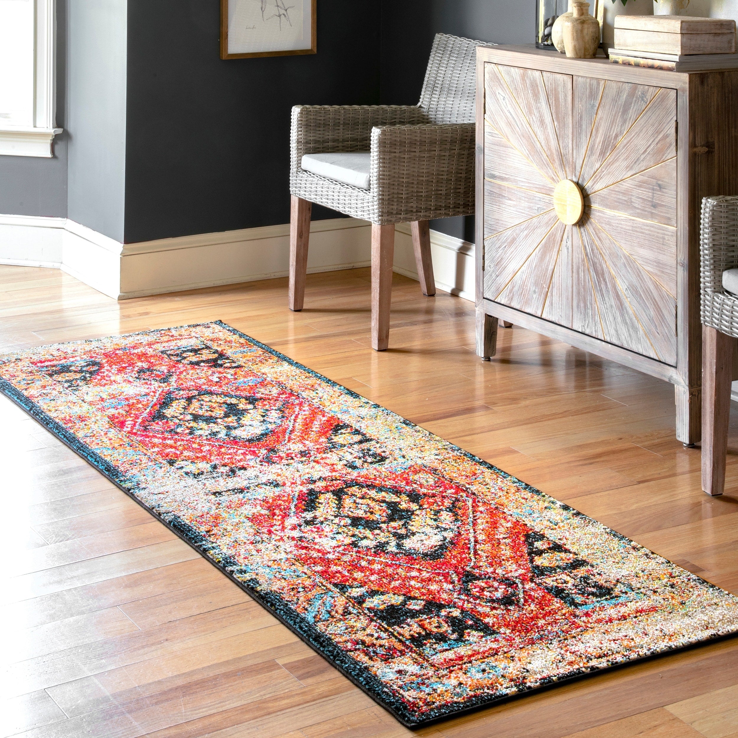 Nuloom Traditional Indoor Outdoor Vintage Faded Geo Border Area Rug
