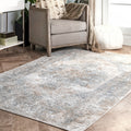 Nuloom Diamonds Gold Silver Traditional Vintage Distressed Medallion Area Rug