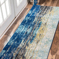 Oliver James Serra Abstract Blue Vintage Runner Rug 2 8 X 8