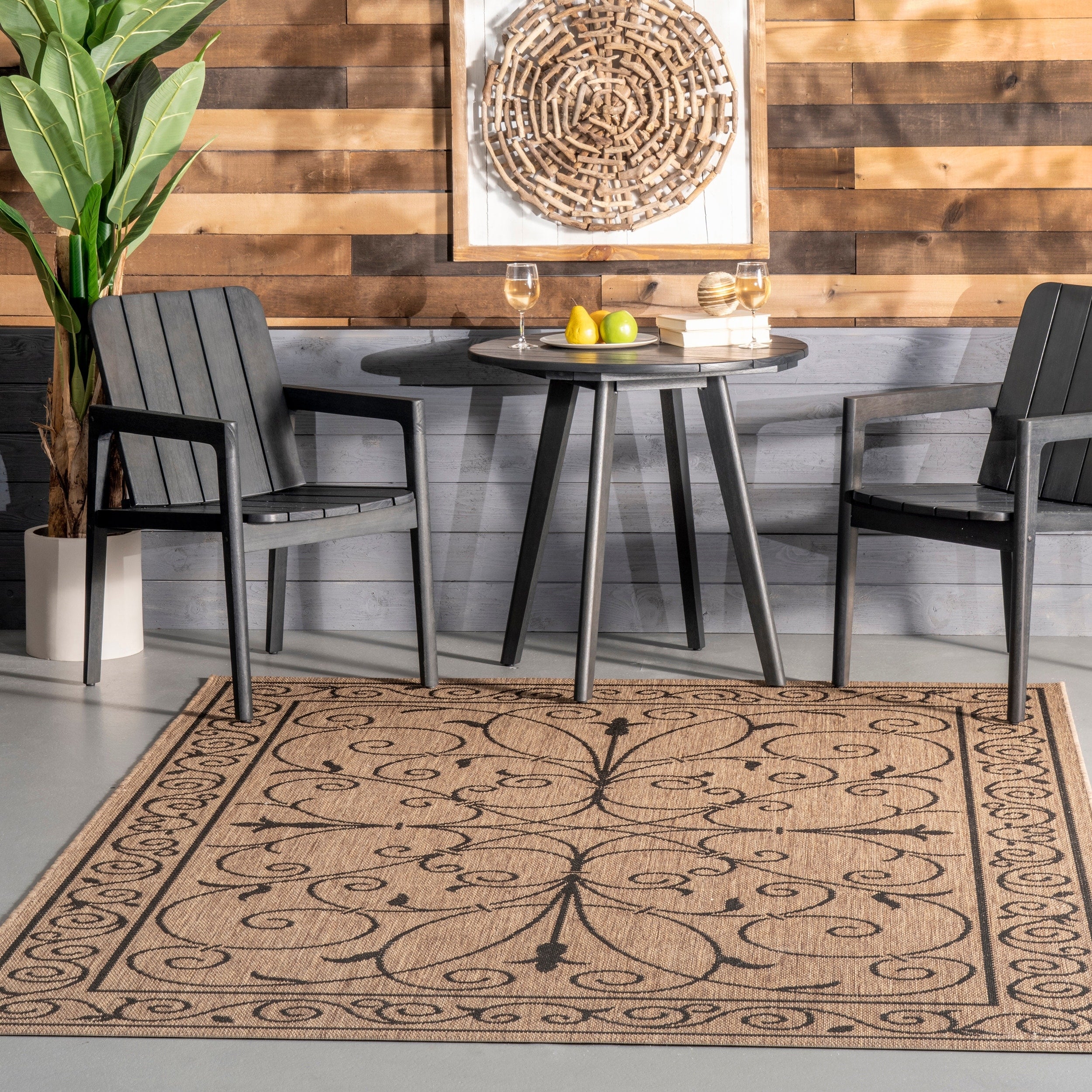 Gracewood Hollow Charles Outdoor Indoor Brown Area Rug 53 X 79