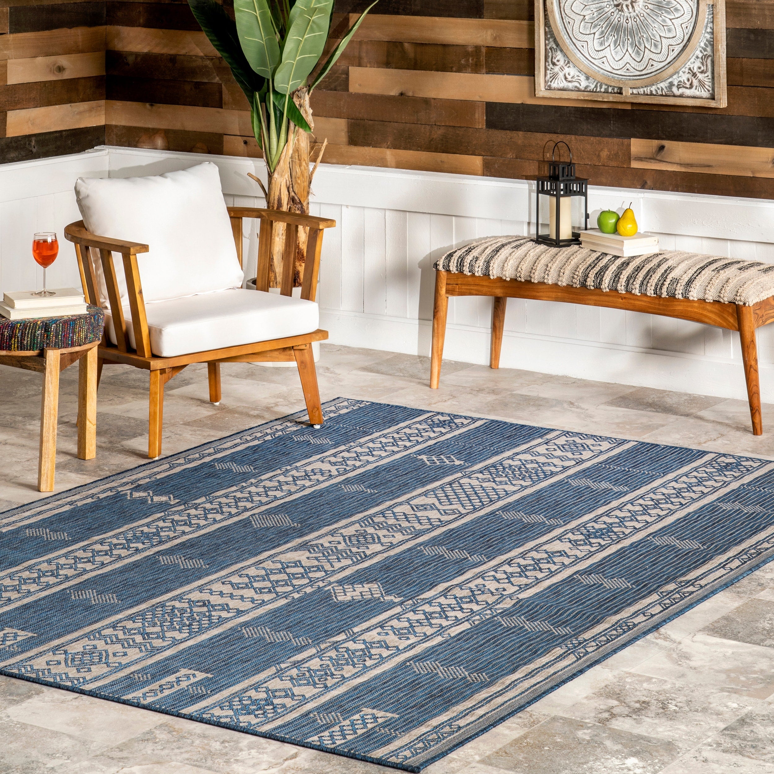 Nuloom Leigh Ethnic Stripes Indoor Outdoor Area Rug