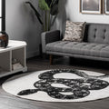 Nuloom Made By Thomas Paul Slithering Serpent Black And White Rug 76 X 96 76 X 96