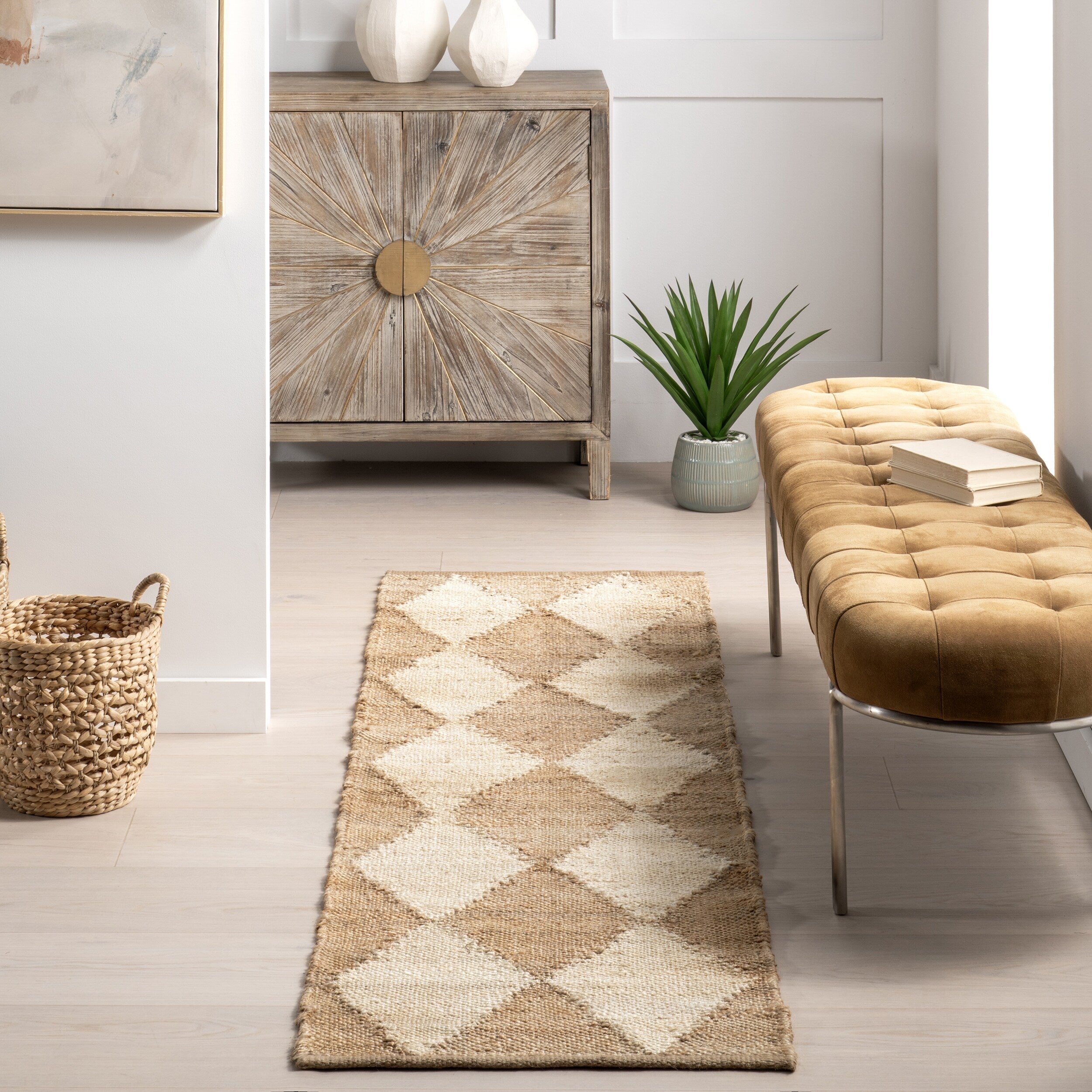 Nuloom Maxwelle Flatweave Diamond Trellis Jute Area Rug