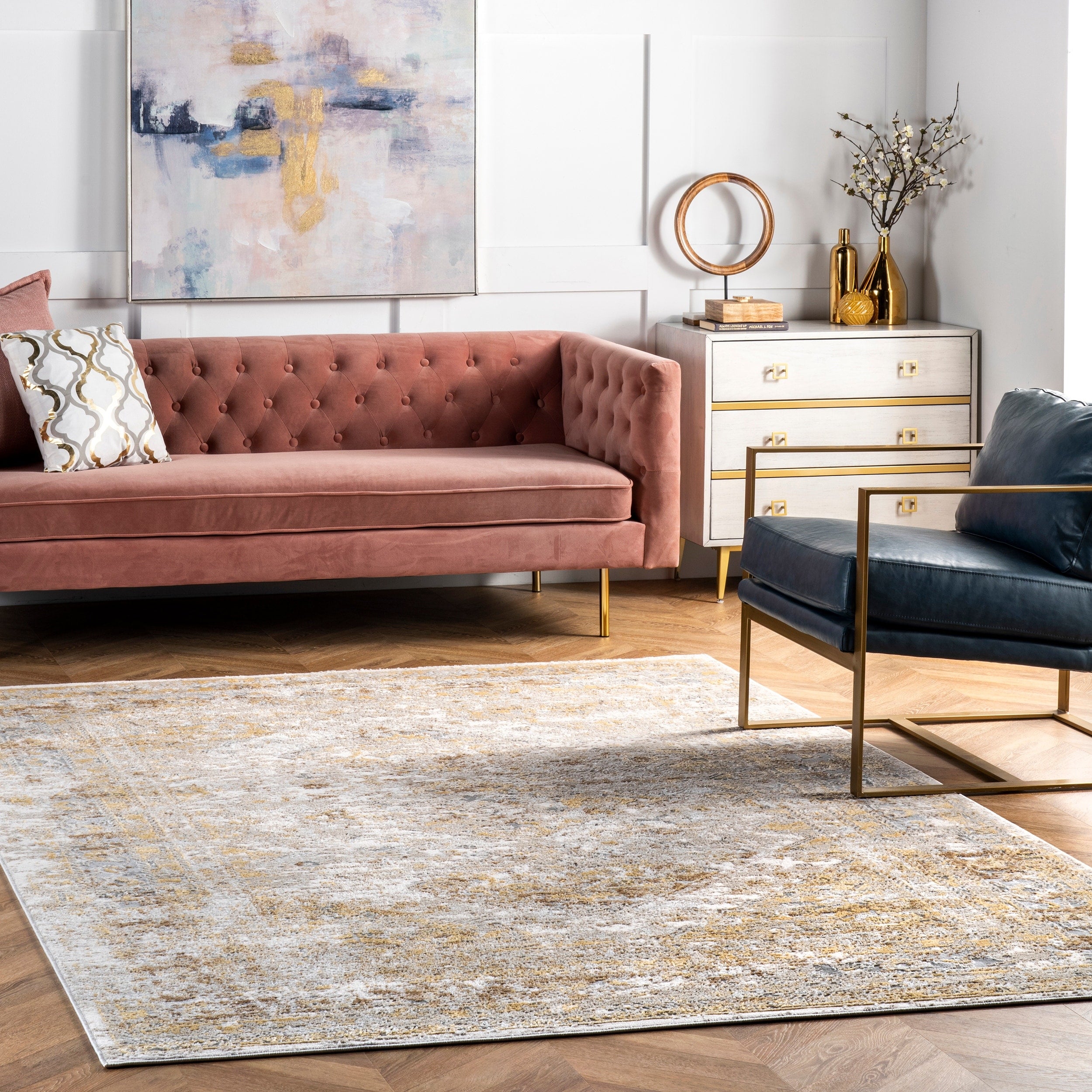 Nuloom Loriana Traditional Vintage Distressed Diamonds Medallion Area Rug