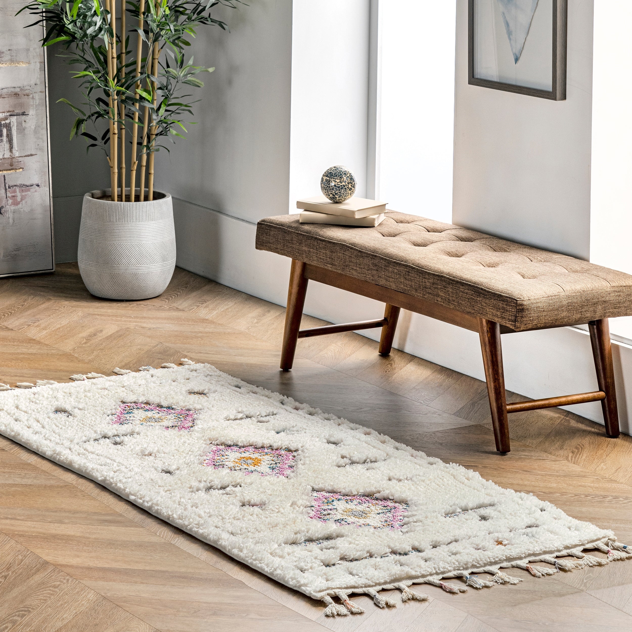The Curated Nomad Pagoda Carved Tribal Shag Oriental Area Rug