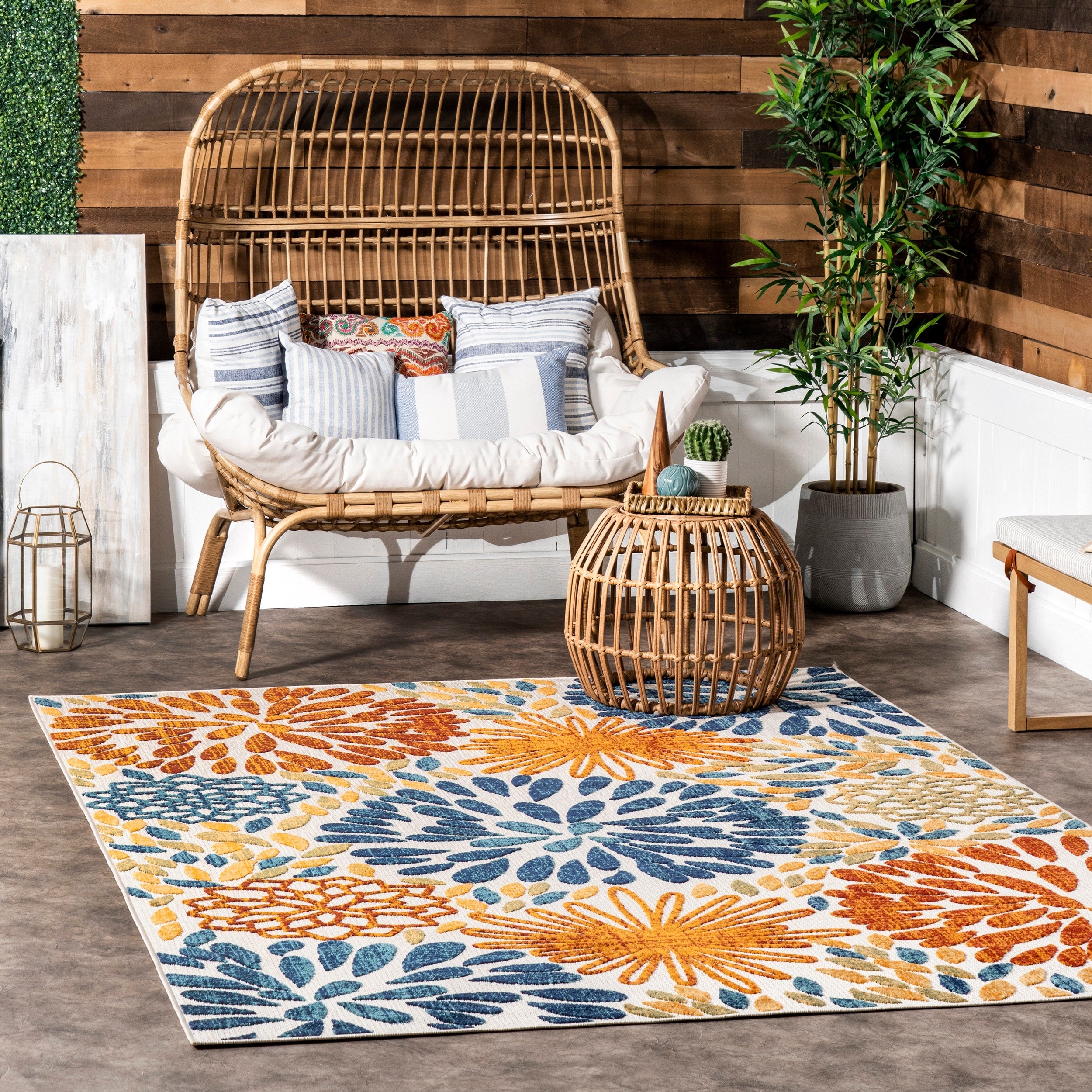 Porch Den Dunsmuir Bohemian Floral Outdoor Area Rug