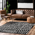 Carbon Loft Mccoy Handmade Geometric Wool Black And White Area Rug 5 X 8