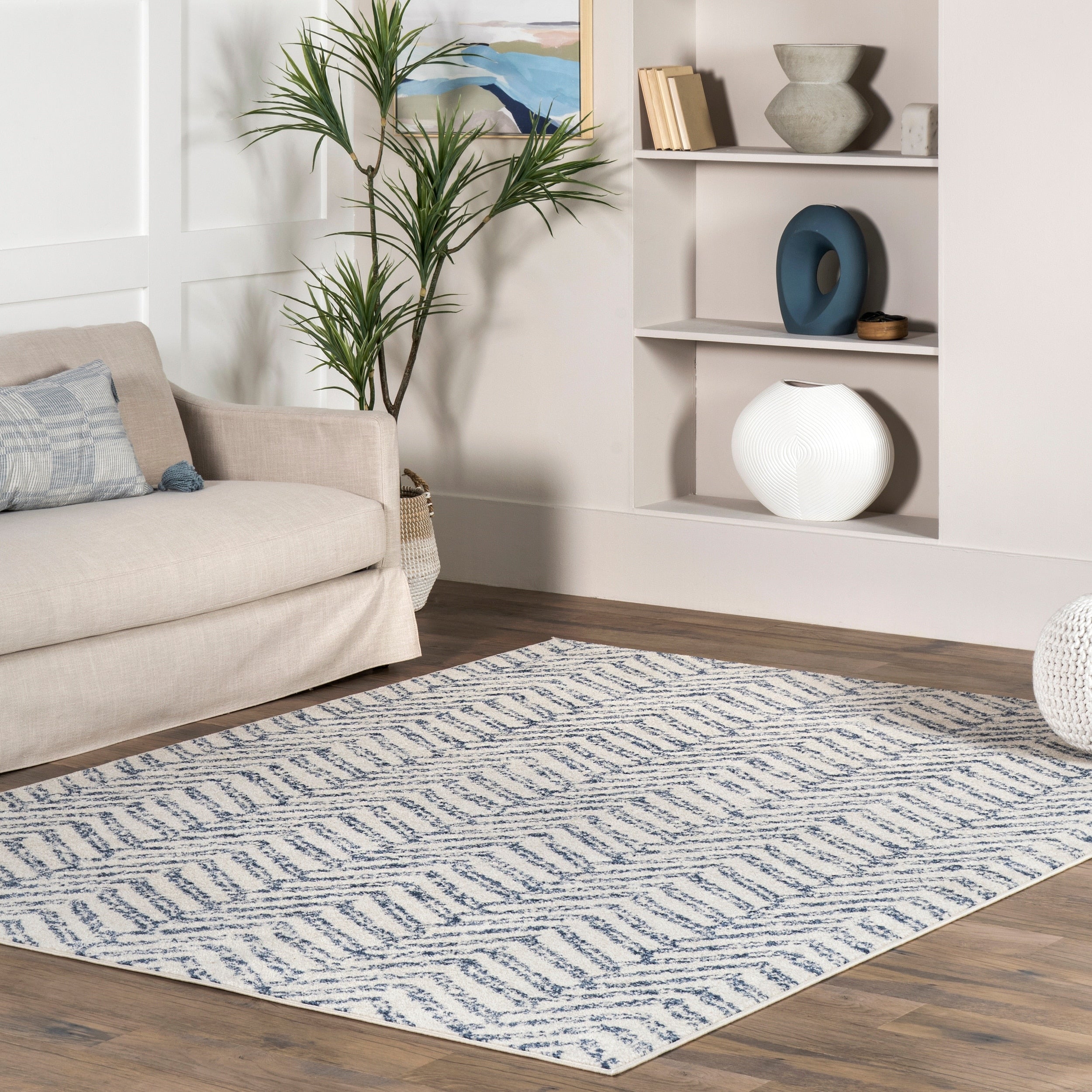 Nuloom Blue Contemporary Vintage Ombre Aztec Nina Trellis Print Area Rug 8 X 10