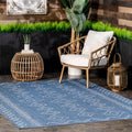 The Curated Nomad Delmar Moroccan Diamonds Blue Indoor Outdoor Area Rug 63 X 92