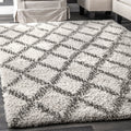 Strick Bolton Hartley Beige Lattice Shag Area Rug 5 X 8