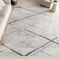 Porch Den Williamsburg Iris Trellis Stripes Grey Rug 6 7 X 9