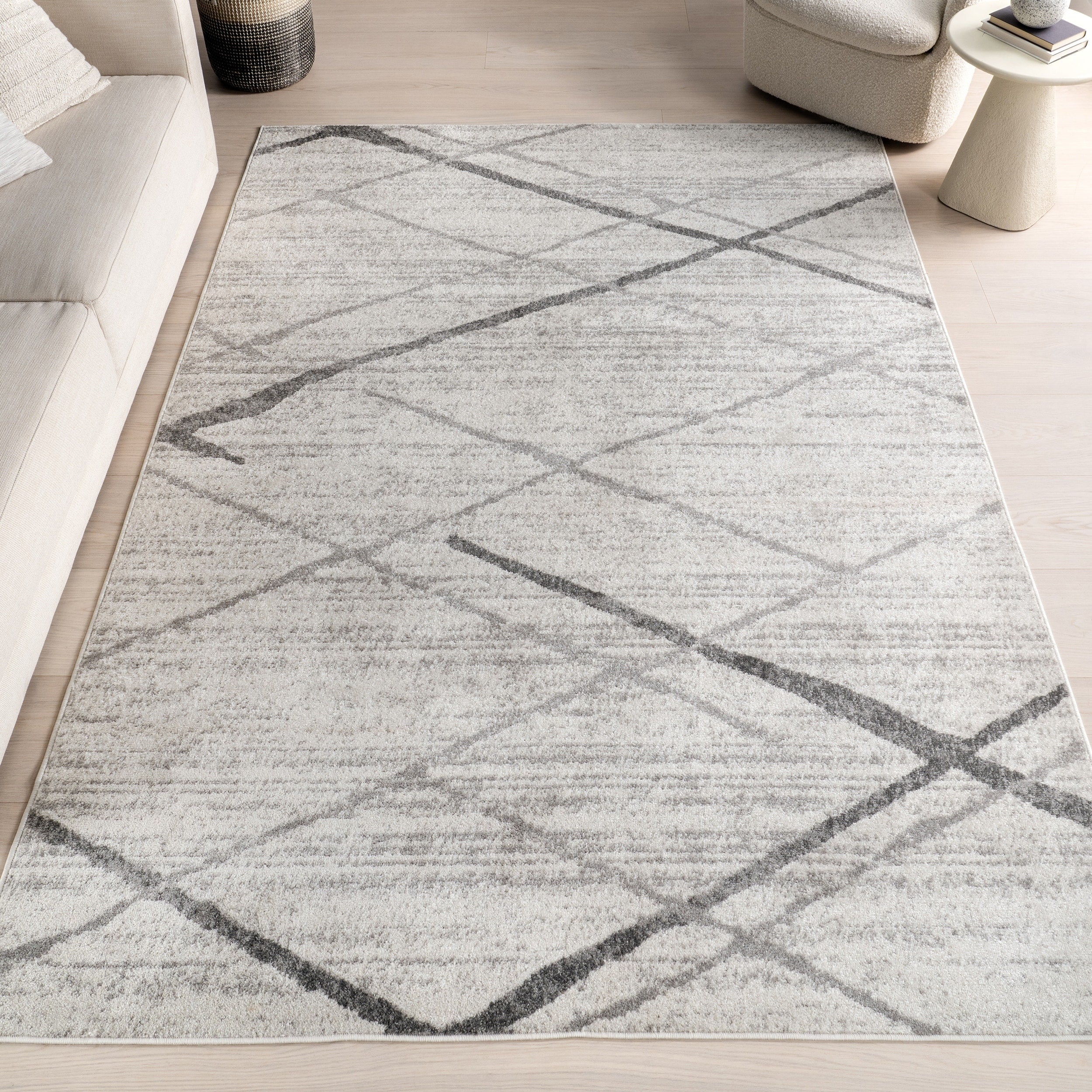 Porch Den Williamsburg Iris Trellis Stripes Grey Rug 6 7 X 9