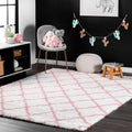 Nuloom Soft And Plush Cloudy Shag Trellis Kids Nursery Baby Pink Rug 4 X 6