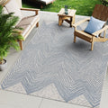 The Curated Nomad Ostermalm Indoor Outdoor Geometric Wavy Chevron Blue Rug 76 X 109