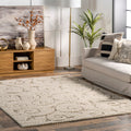 Nuloom Cream Machine Made Vine Swirls Shag Area Rug 8 X 10