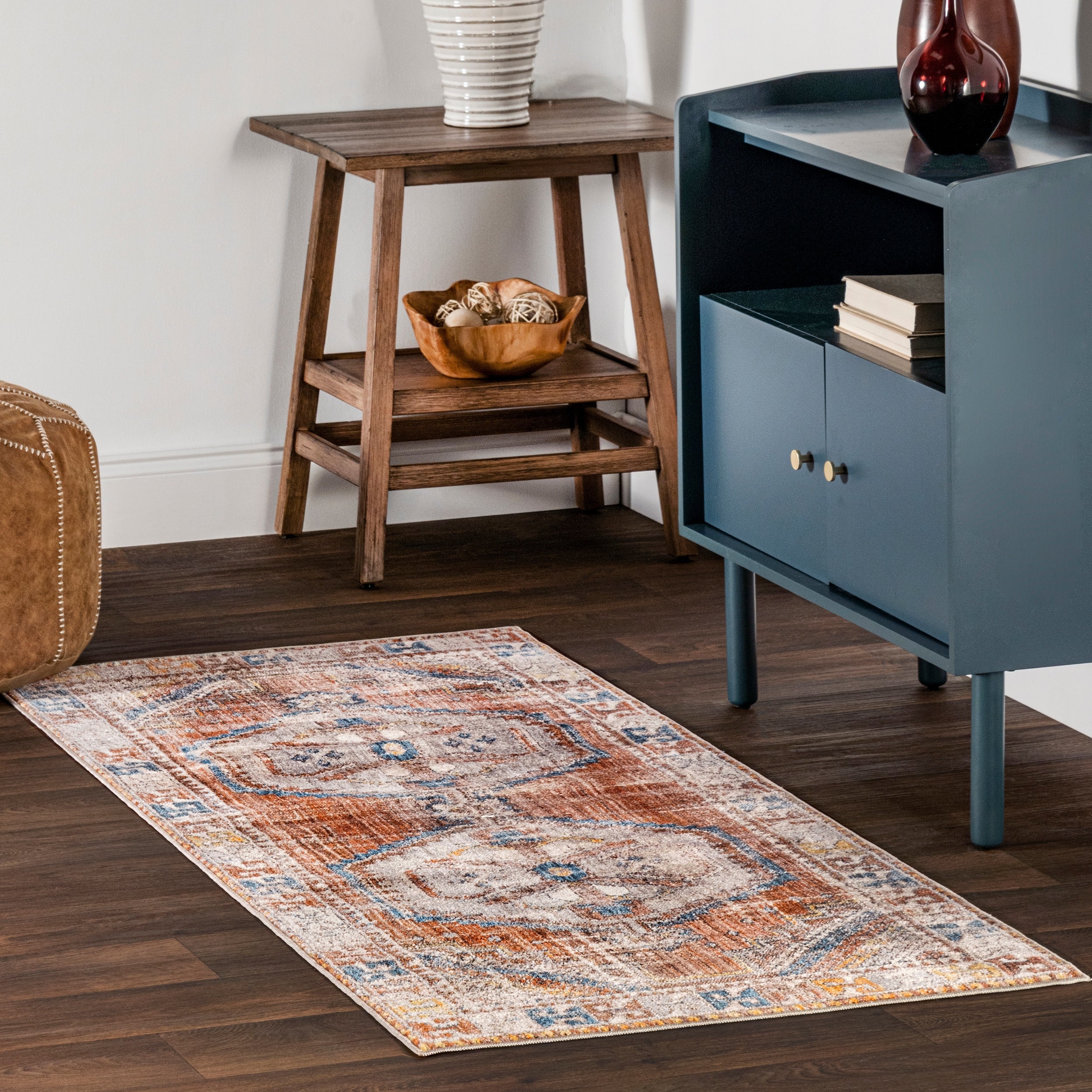 Nuloom Rust Bohemian Tribal Cleo Geometric Medallion Persian Fringe Border Area Rug 8 X 10