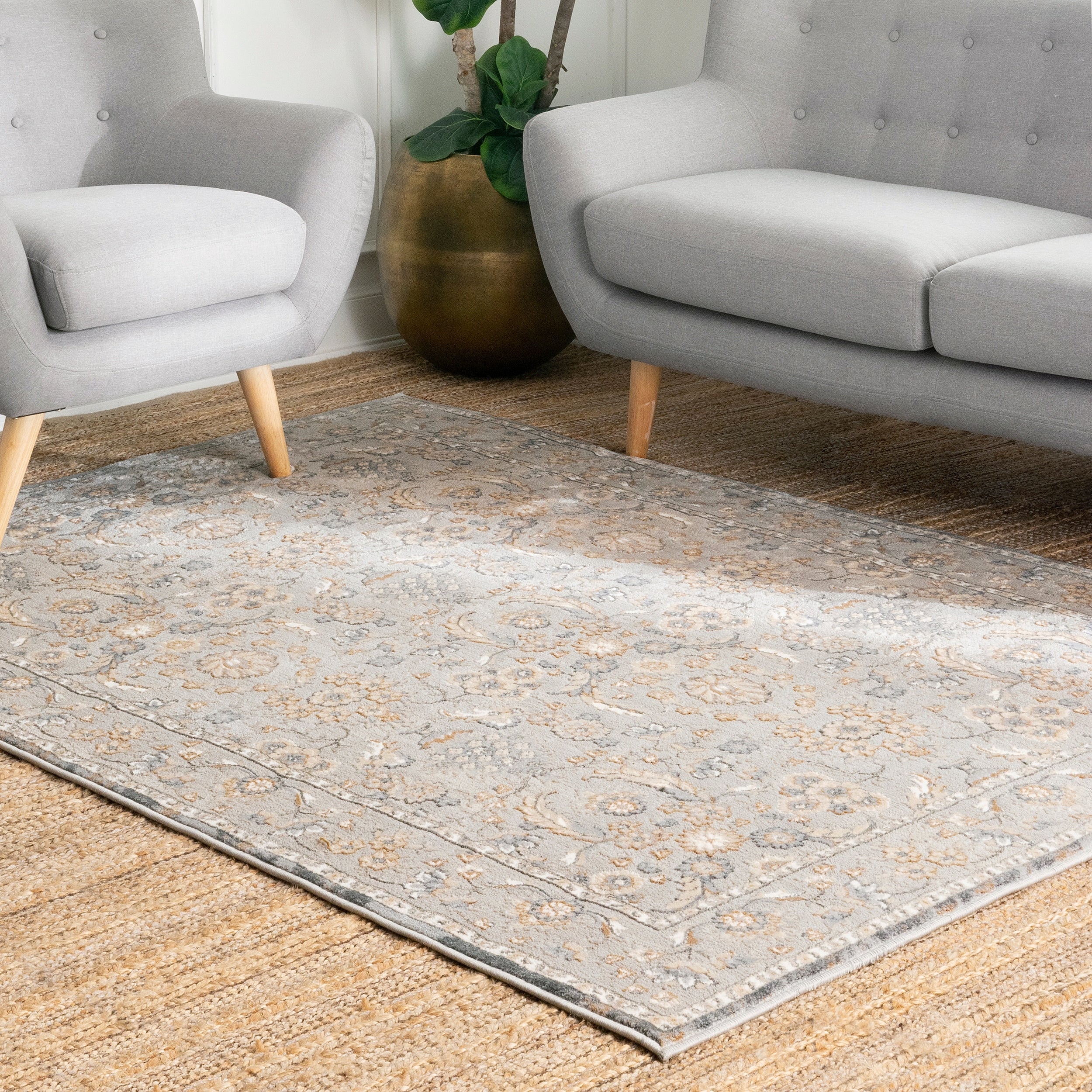 Nuloom Vintage Floral Bordered Kym Area Rug