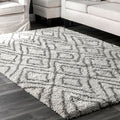 Strick Bolton Waller Luxuries Ivory Moroccan Inspired Abstract Diamond Trellis Shag Area Rug 5 X 8