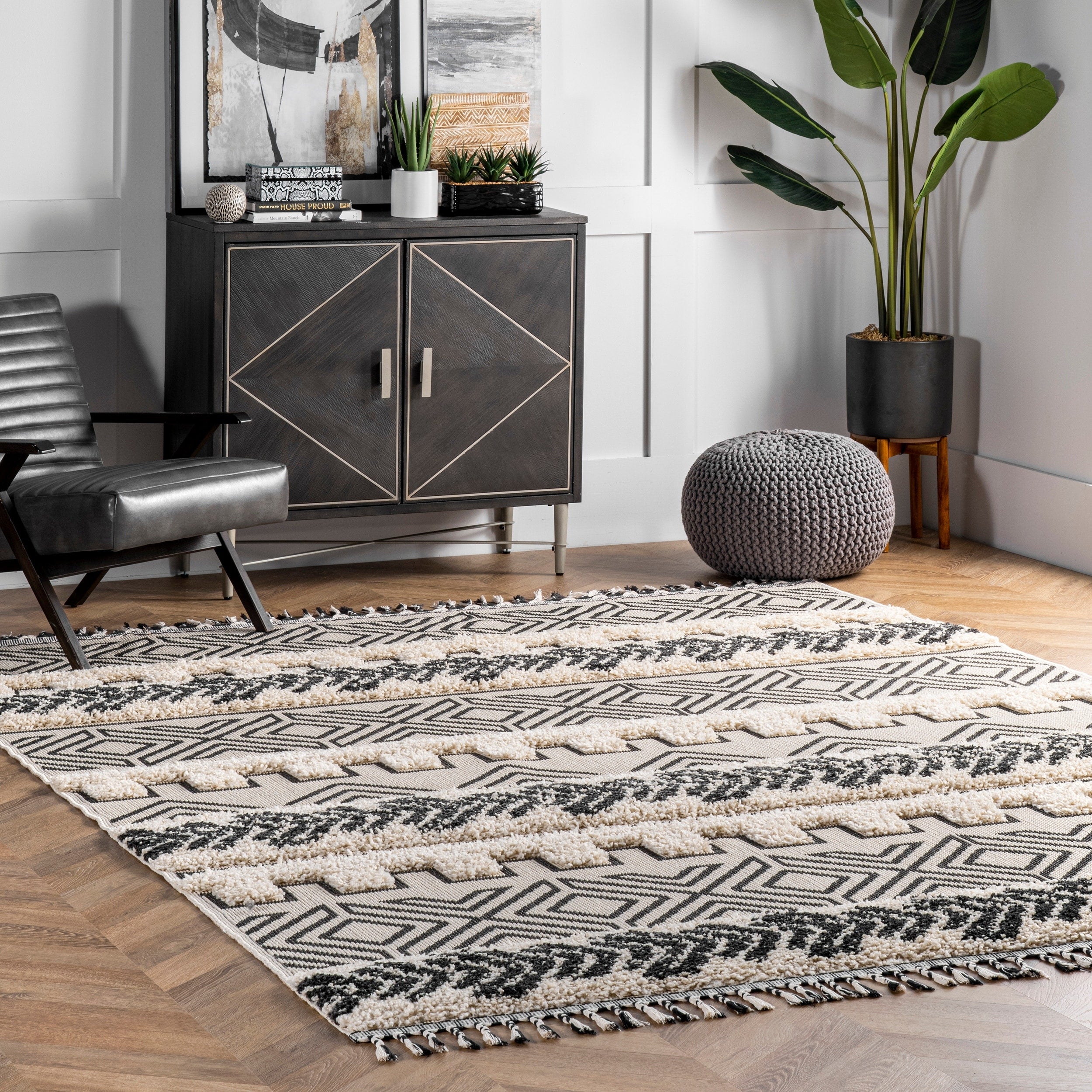 The Curated Nomad Morris Shaggy Banded Tribal Area Rug