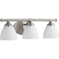 Brooks Satin Nickel And Satin Opal 3 Light Vanity Lighting