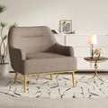 Brown Accent Chair Upholstered Armchair Sofa Chair With Curved Backrest Vanity Chair Reading Chair With Metal Legs