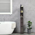 Brown Bathroom Display Cabinet Corner Cabinet With Open Shelves Side Floor Storage Organizer With Drawers