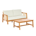 Brown Beige Patio Sofa Set With Padded Cushions Outdoor Conversation Set With Loveseat Coffee Table