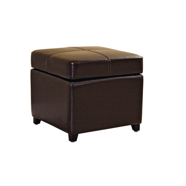 Brown Bi Cast Leather Storage Ottoman