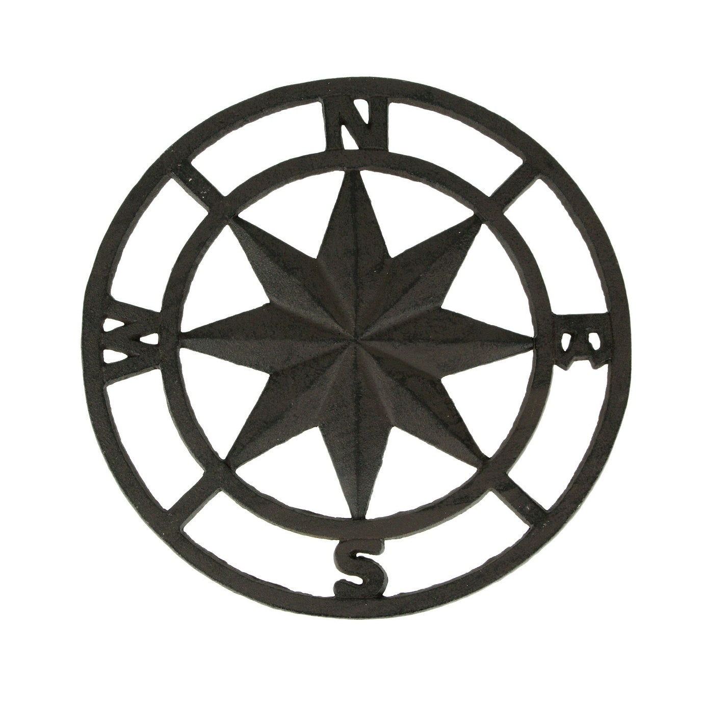Brown Cast Iron Nautical Compass Rose Indoor Outdoor Wall Hanging 11.5 X 11.5 X 0.25 Inches