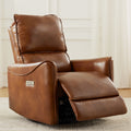 Brown Color Air Leather Electric Recliner Chair With Rocker And Swivel