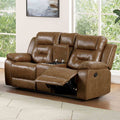 Brown Comfortable Recliner Loveseat Storage Console W Cup Holders 1Pc