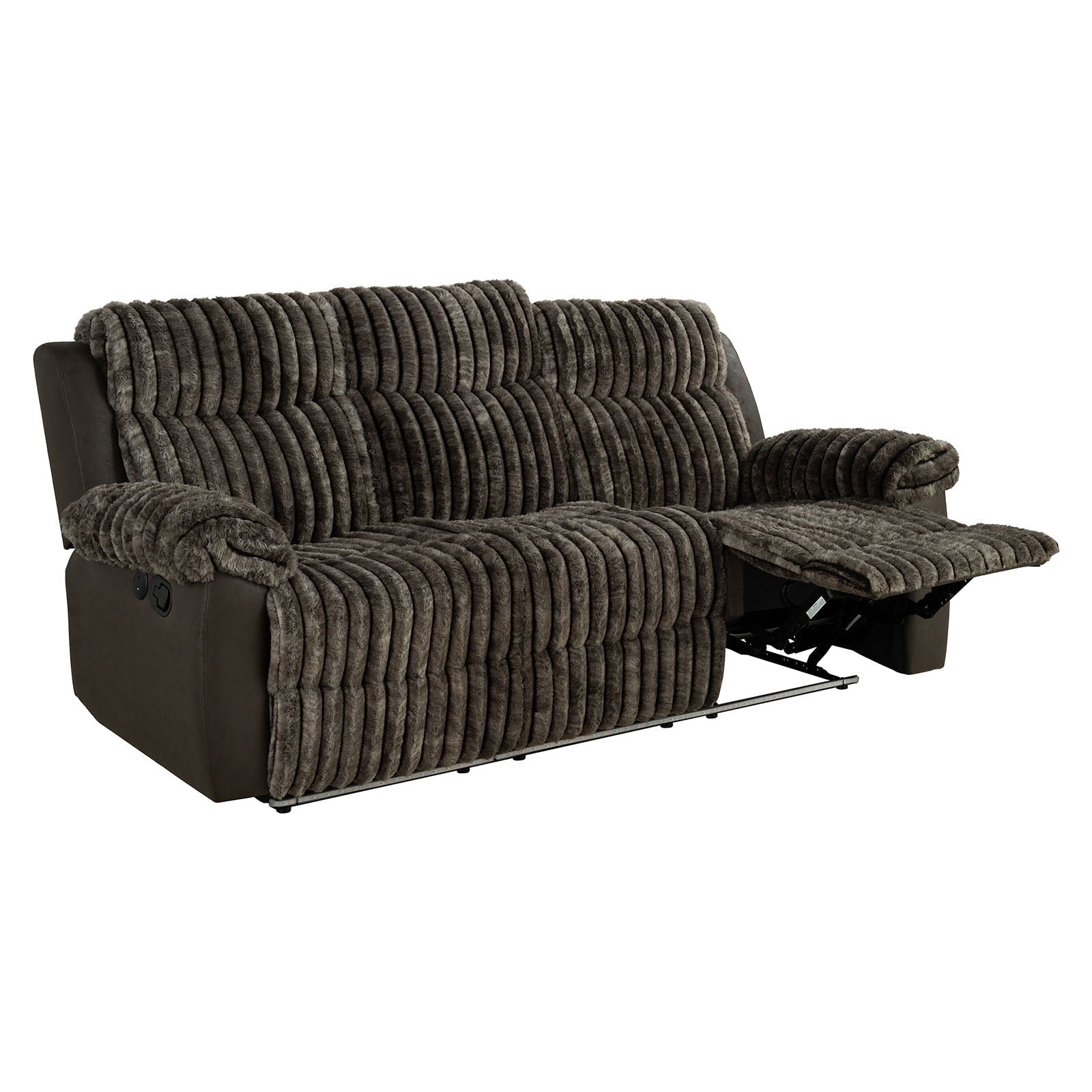 Brown Fabric Two Tone Led Lighting 1Pc Sofa Recliner Usb Ports